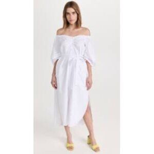 New NWT STAUD Reese Dress White Sz L Retails $395